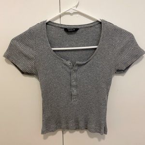 Grey Scoop Neck Top